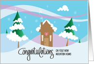 Hand Lettered Congratulations on Your New Mountain Home with Cabin card