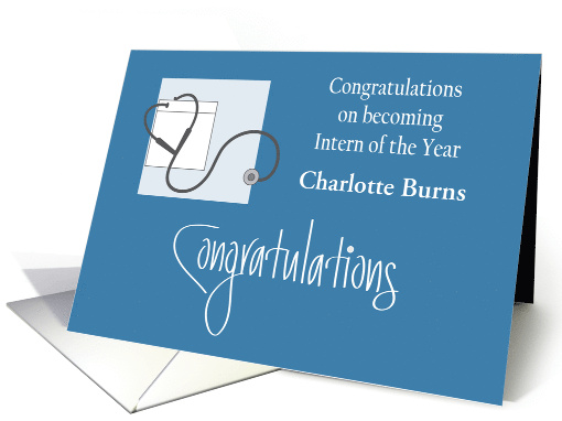 Hand Lettered Congratulations Intern of Year Stethoscope... (1917594)