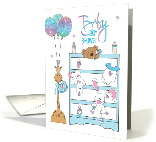 Hand Lettered Baby Boy Shower with Blue and White Dresser... (1917824)