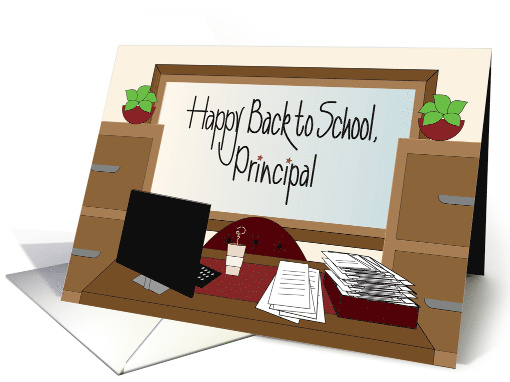 Hand Lettered Happy Back to School Principal Desk Monitor Coffee card