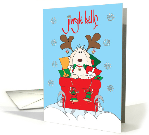 Hand Lettered Christmas Jingle Bells Dog in Sleigh... (1918960)