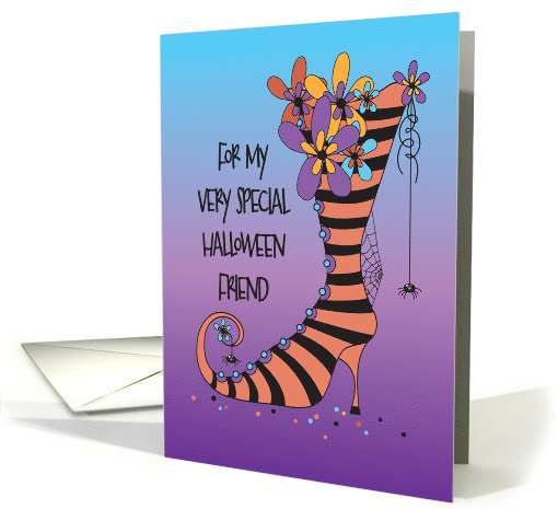 Halloween Orange and Black Striped Floral Boot for Friend... (1919182)