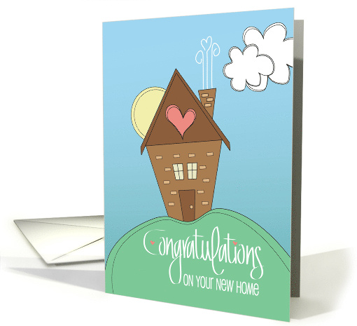 Hand Lettered Congratulations on Your First New Home with Cottage card