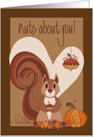 Hand Lettered Thanksgiving for Boyfriend Nuts about You with Squirrel card