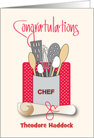 Hand Lettered Culinary Chef Cooking Utensils Graduation Custom Name card