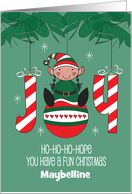 Hand Lettered Christmas Elf Joy Ornaments Ho Ho Ho with Custom Name card