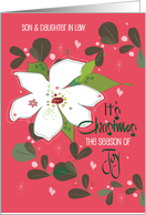 Hand Lettered Christmas for Son and Daughter in Law White Poinsettia card