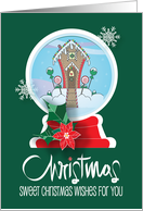 Hand Lettered Christmas Snow Globe Gingerbread House Sweet Wishes card