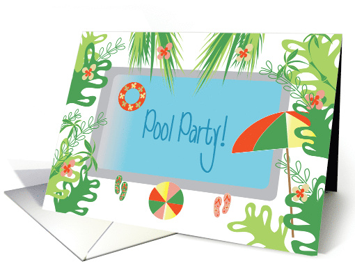 Hand Lettered Invitation Kid's Birthday Pool Party Pool... (1922514)