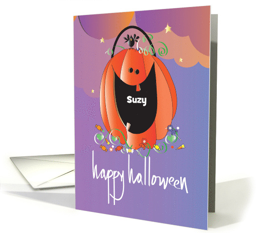 Hand Lettered Halloween Orange Jack O' Lantern Big Smile... (1923146)