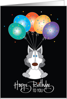 Hand Lettered Birthday Dog German Shepherd Five Polka Dot Balloons card