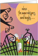 Hand Lettered Halloween Graveyard Full Moon When the Moon Whispers card