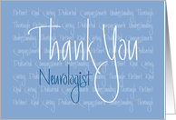 Hand Lettered Medical Thank You to Neurologist with Character Words card