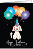 Hand Lettered Birthday from Doodle Mix Dog Party Hat and Balloons card
