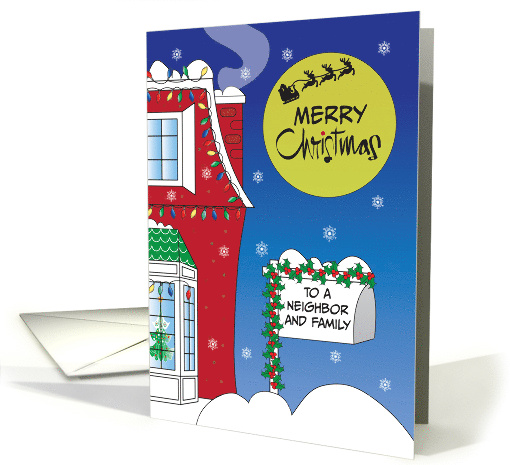 Hand Lettered Christmas Neighbor and Family Mailbox House Santa card