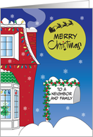 Hand Lettered Christmas Neighbor and Family Mailbox House Santa card