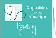 Hand Lettered Fellowship in Psychiatry Stethoscope and White Pocket card