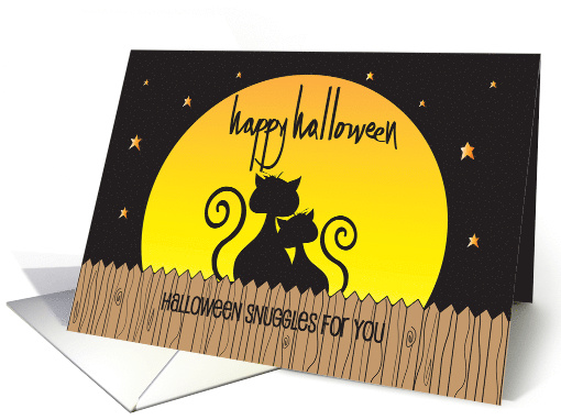 Hand Lettered Halloween Two Romantic Black Cats Snuggling... (1926510)