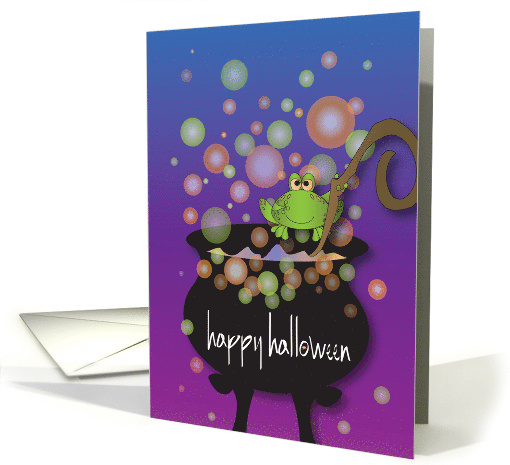 Hand Lettered Halloween Frog on Witch Cauldron with... (1927644)