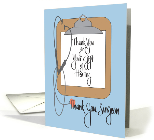 Hand Lettered Thank You Surgeon Clipboard Gift of Healing... (1927714)