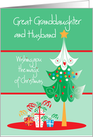 Hand Lettered Christmas Great Granddaughter and Husband Magic Tree card