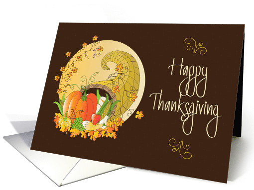 Hand Lettered Thanksgiving Cornucopia with Pumpkin Gourds... (1927956)