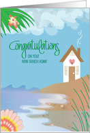 Hand Lettered Congratulations New Beach Home Beach and Seashells card