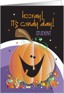 Hand Lettered Halloween Hooray Candy Day for Student Pumpkin and Candy card