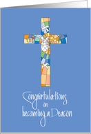 Hand Lettered Congratulations on Becoming Deacon Stained Glass Cross card
