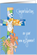 Hand Lettered Congratulate Priest New Assignment Stained Glass Cross card