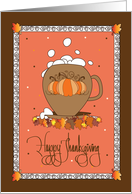 Hand Lettered Thanksgiving Coffee Cup for Barista Pumpkins and Leaves card