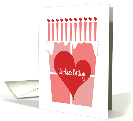 Hand Lettered Valentine Birthday with Red Heart Cake and... (1944014)