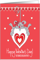 Hand Lettered Valentine Day College Granddaughter Mouse on Hearts card