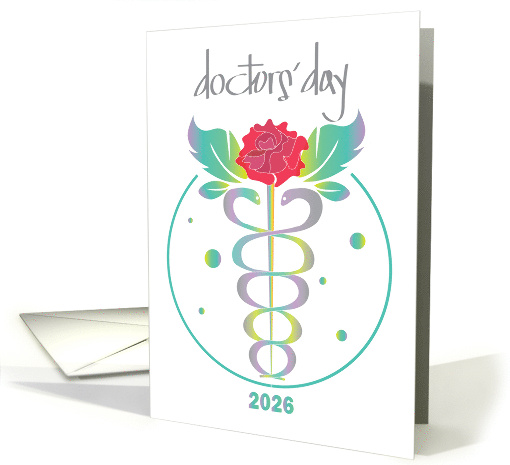 Hand Lettered Doctors Day 2026 Caduceus with Leaf Wings... (1947888)