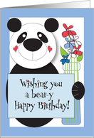 Patriotic Fourth of July Panda Beary Happy Birthday Vase of Flowers card
