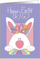 Hand Lettered Easter Large White Bunny Hiding Easter Eggs for Girl card