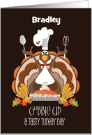 Hand Lettered Thanksgiving Turkey Gobble Up Turkey Day Custom Name card