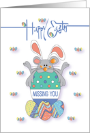 Hand Lettered Easter Missing You Mouse with Ears Decorated Easter Egg