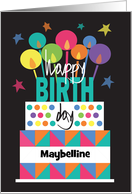 Hand Lettered Stacked Birthday Cake Patterns Candles and Custom Name