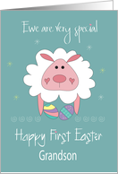 Hand Lettered First Easter Grandson Ewe Are Very Special Lamb and Eggs