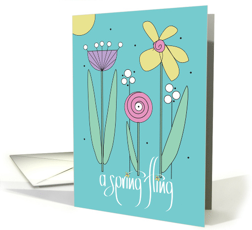 Hand Lettered Spring Fling Invitation Floral Trio Daisy... (1959374)