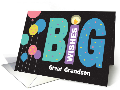 Birthday Big Wishes with Birthday Candle and Seven Round Balloons card