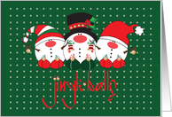 Hand Lettered Christmas Jingle Balls Snowmen with Hats and Bells card