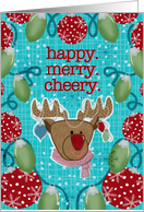 Happy Merry Cheery Christmas Reindeer Blank card