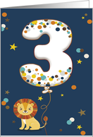 Third Birthday Toddler with Lion and Stars card