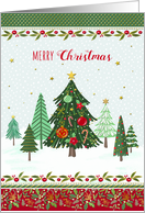 Christmas Trees with Cancy Cane and Mistletoe card