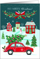 Christmas Tree Snowman and a Xmas Village card