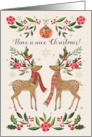 Christmas Cheer with Cute Deer and Mistletoe card