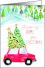Driving Home for Christmas with Xmas Tree card
