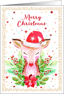 Adorable Deer Wishing Merry Christmas card